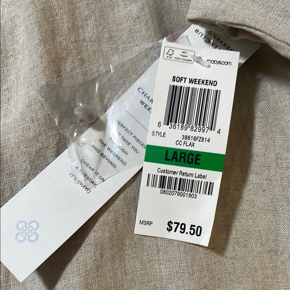 CHARTER CLUB WEEKEND Elegant Cream Women's Top - Picture 6 of 6